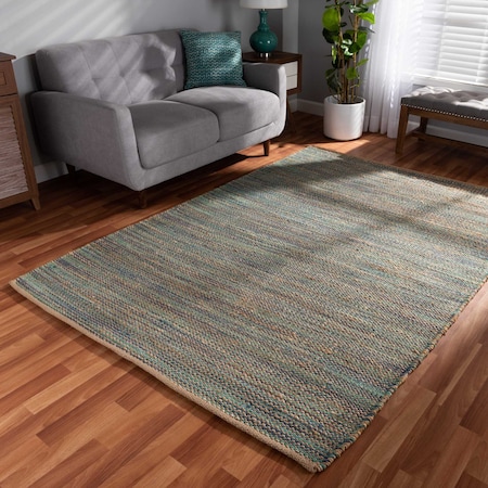 Michigan Modern And Contemporary Blue Handwoven Hemp Blend Area Rug